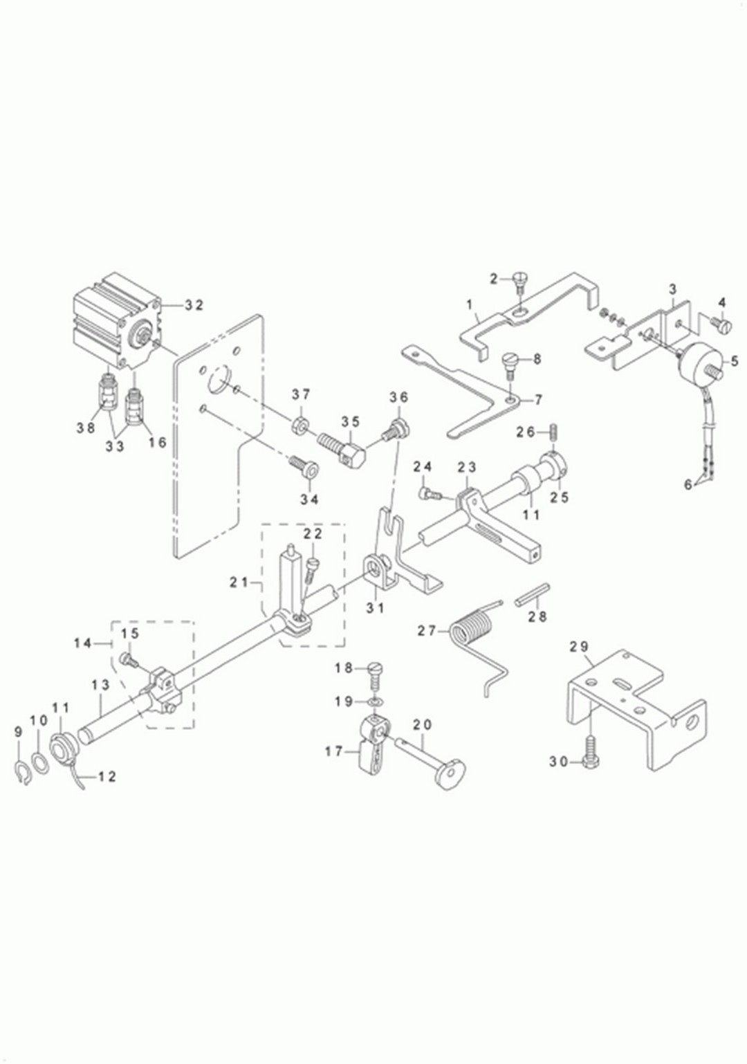 LU-2210N-7 - 15.PRESSER LIFTER,AUTOMATIC PRESSER LIFTER & TENSION RELEASE MECHANISM COMPONENTS фото