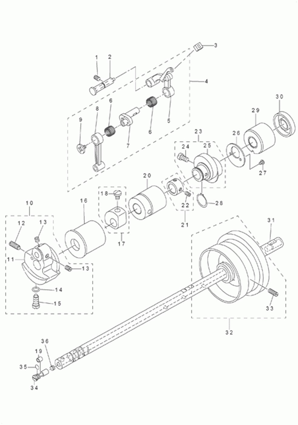 DLM-5200N - 2. MAIN SHAFT & THREAD TAKE-UP LEVER COMPONENTS