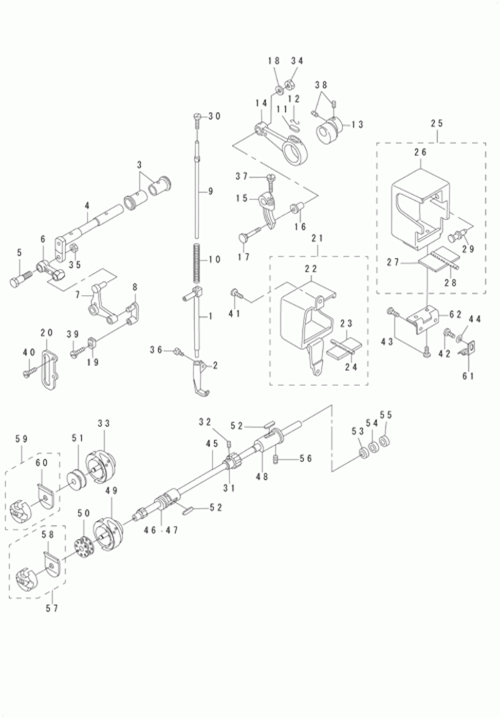 DSC-244-7 - 6.UPPER FEED MECHANISM &amp;amp; HOOK DRIVING SHAFT COMPONENTS фото