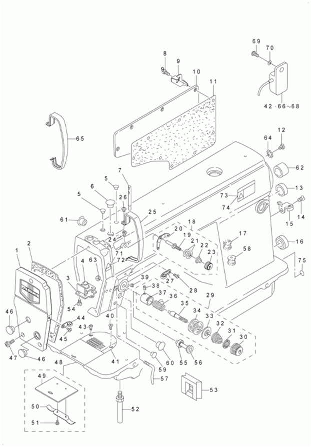 DLM-5400N-7 - 1. MACHINE FRAME & MISCELLANEOUS COVER COMPONENTS фото