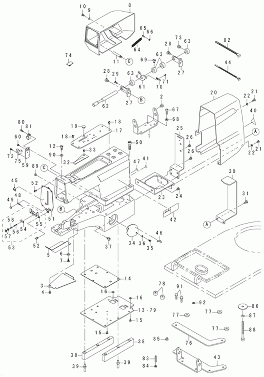 MB-1800ABR10 (с устройством для подачи пуговиц) - 1. FRAME & MISCELLANEOUS COVER COMPONENTS фото