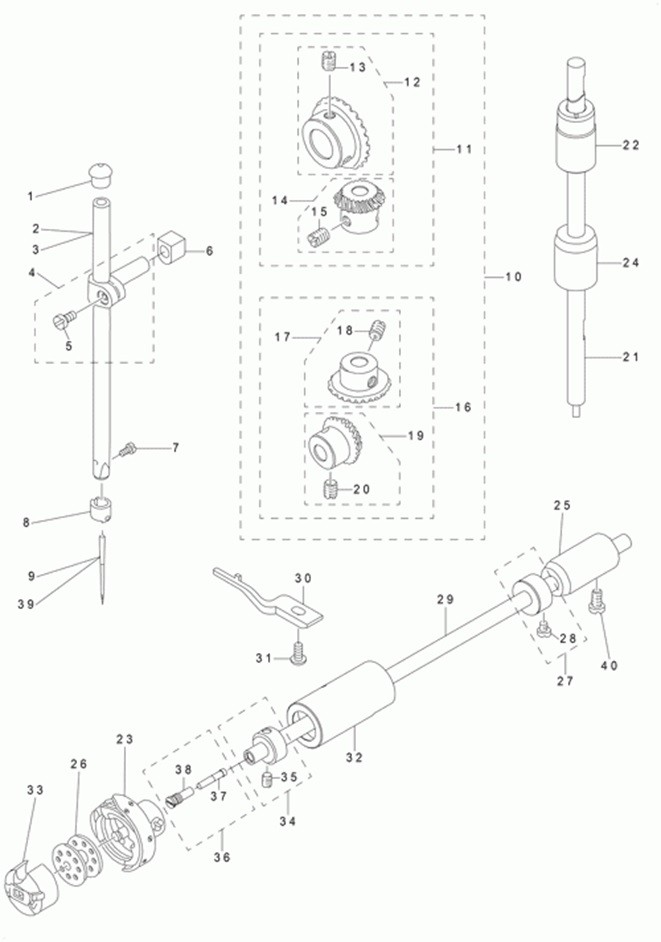 DLN-5410N - 3. NEEDLE BAR, UPRIGHT SHAFT & HOOK DRIVING SHAFT COMPONENTS фото