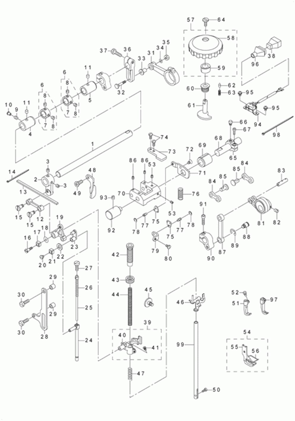 LU-1510 - 4.PRESSURE ADJUSTING & UPPER FEED MECHANISM COMPONENTS фото