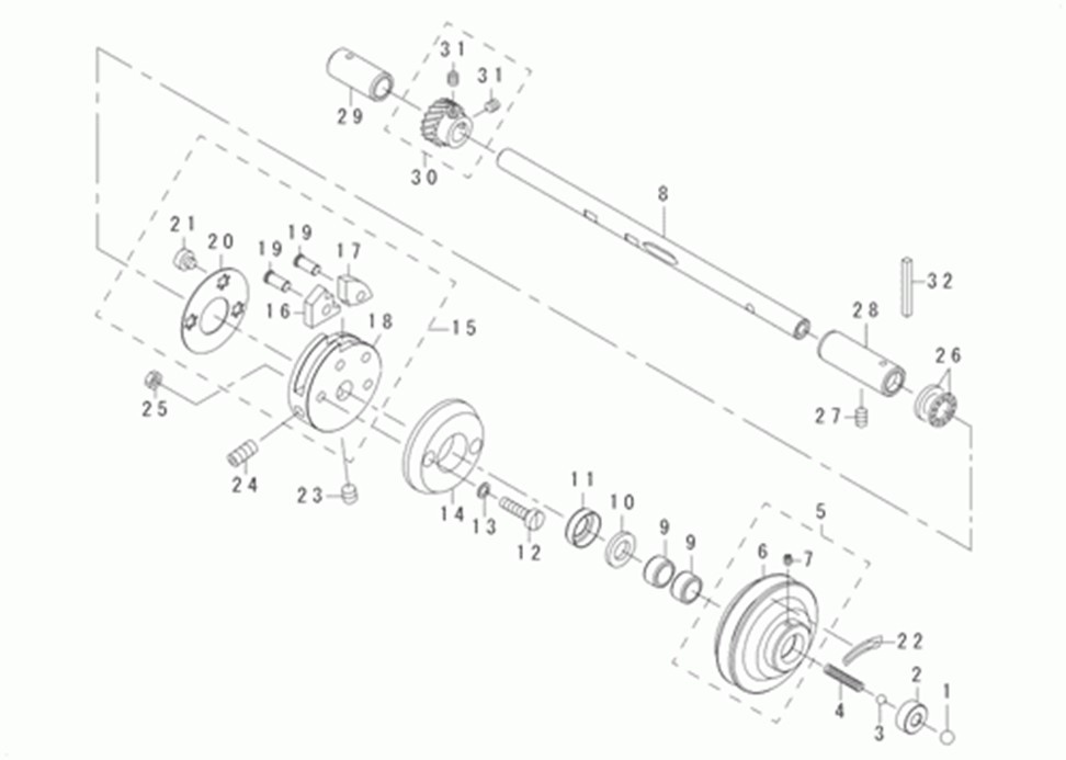 MB-1377 - 7. NEEDLE DRIVING PULLEY SHAFT COMPONENTS фото